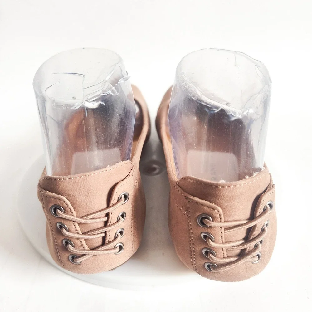Lucky Brand Ballet‎ Flats Size 6 Tan Leather Lace Up Heel Slip On Shoes